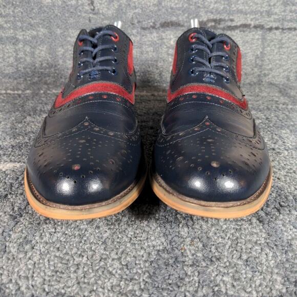Cavani Men Ethan Brogue Navy Wine Leather Suede Oxford Wing Tip Dress Shoes US 8 - Picture 9 of 11